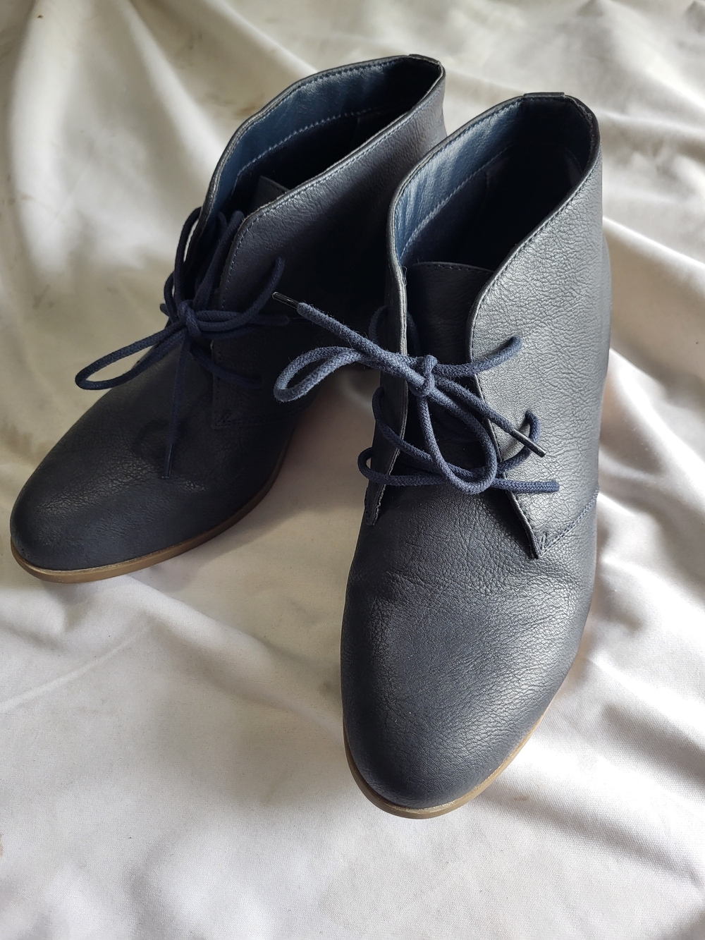 2/$15! Cloudwalkers Navy Lace-Up Ankle Booties